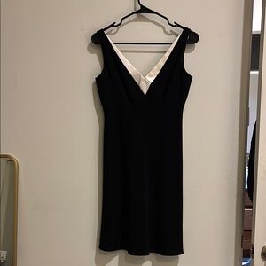 Ann Taylor Elegant Black and White V-Neck Dress